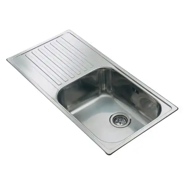 Stainless steel sink with a draining panel